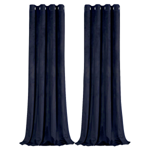 Midnight Velvet Blackout Eyelet Curtains - 46x54 Inch Drop - 2 Panel