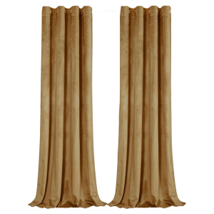 Ochre Velvet Darkening Eyelet Curtains - 46x54 Inch Drop - 2 Panel
