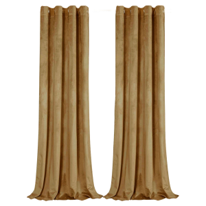 Ochre Velvet Darkening Eyelet Curtains - 46x63 Inch Drop - 2 Panel