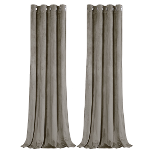 Dark Taupe Velvet Darkening Eyelet Curtains - 46x54 Inch Drop - Pair