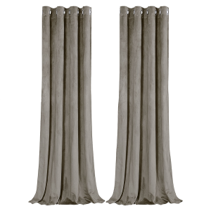 Dark Taupe Velvet Darkening Eyelet Curtains - 46x63 Inch Drop - Pair