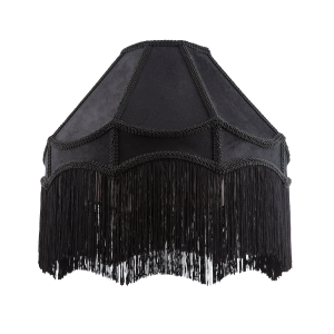 Traditional Victorian Empire 40cm Lamp Shade in Jet Black with Tassels