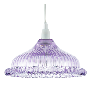 Modern Lilac Line Ribbed Glass Pendant Light Shade with Moulded Edge