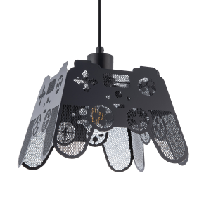 Modern Matte Black Game Controller Pendant Shade with Laser Cut Holes