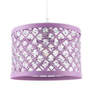 Modern Ornate Lavender Lilac Pendant Shade with Clear Acrylic Beads