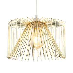 Modern Circular Wire Polished Gold Metal Pendant Ceiling Light Shade