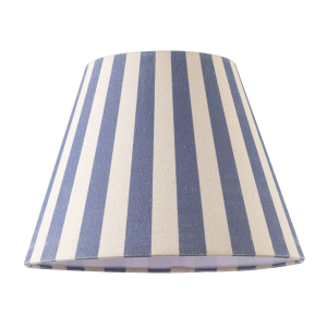 Amparo Blue and Oatmeal Linen Striped Coolie Shade with Cotton Inner
