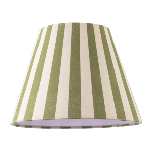 Olive Green and Oatmeal Linen Striped Coolie Shade with Cotton Inner