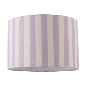 Lavender Lilac and Oatmeal Linen Striped Lamp Shade with Fabric Inner