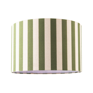 Garden Olive Green and Oatmeal Linen Striped Shade with Fabric Inner