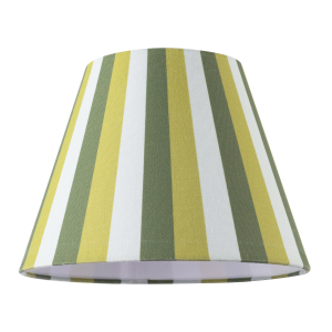 Multi Green Tone Striped Linen Coolie Lamp Shade with Cotton Inner