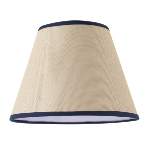Traditional Rattan Tweed Lamp Shade with Navy Blue Cotton Fabric Trims