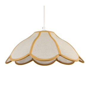 Classic Natural Linen Pendant Ceiling Shade with Taupe Cotton Trim