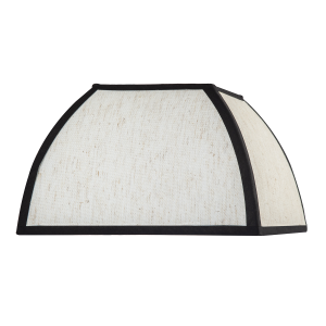 Vintage Victorian Square Lamp Shade in Oatmeal Linen and Black Trim