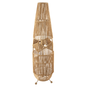 Moroccan Designed Floor Lamp in Vintage Twisted Paper and Metal Frame