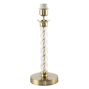 Satin Gold Table Lamp Base with Twisting Clear Glass Designer Feature