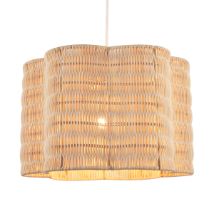Classic Scallop Edged Natural Rattan Wicker Pendant Lighting Shade