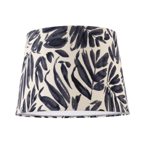 Midnight Blue Palm Leaf Themed 25cm Drum Lampshade with Fabric Lining