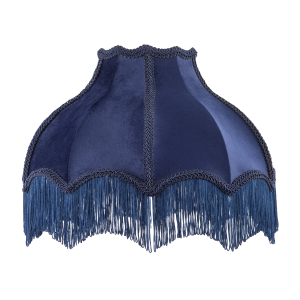 Classic Victorian Lamp Shade in Midnight Blue Velvet with Navy Trims