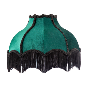 Classic Victorian Lamp Shade in Emerald Green Velvet with Black Trims