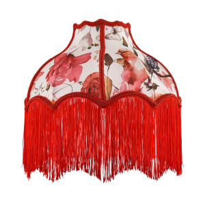 Chic Red Robin Themed Vintage Victorian Style Cotton Fabric Lamp Shade