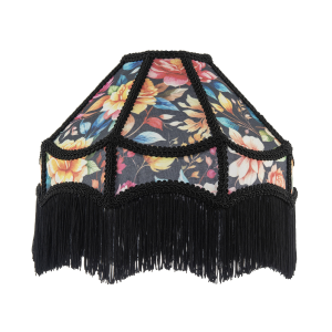 Black Victorian Empire Lamp Shade with Chic Multi Colour Floral Design