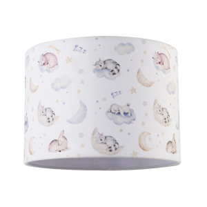Fun and Cosy Baby Velvet Lamp Shade with Stars Clouds and Animals