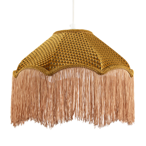 Golden Ochre Victorian Scallop Pendant Light Shade with Long Tassels