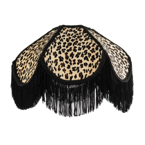 Leopard Print Velvet Victorian Lamp Shade with Black Trims and Tassels
