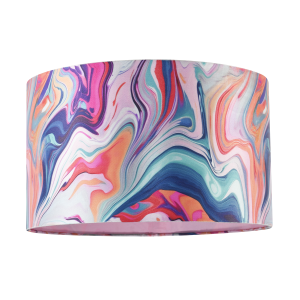 Modern Chic Satin Fabric Lamp Shade with Colour Mix Marble Design