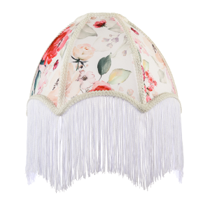 1920s Vintage Lamp Shade with Pastel Pink and Green Floral Decoration