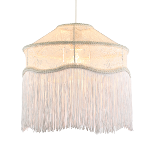Chic White Lace Fabric Victorian Style Pendant Light Shade with Trims