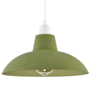 Industrial Retro Designed Matte Olive Curved Metal Pendant Light Shade