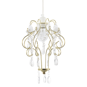 Polished Gold Shabby Chic Chandelier Style Pendant Shade with Acrylic