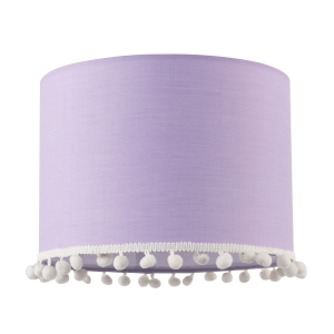 Cute and Modern Lilac Cotton 10" Lamp Shade with White Woolly Pom Poms