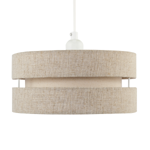 Modern Natural Textured Oatmeal Linen Triple Tier Pendant Light Shade