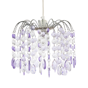 Modern Waterfall Pendant Shade with Lilac and Clear Acrylic Drops