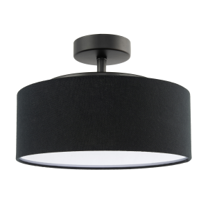 Contemporary Black Linen Fabric Semi Flush Ceiling Light Fixture