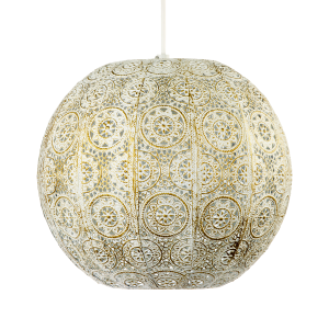 Spherical Vintage Moroccan Pendant Lamp Shade in Brushed Cream Gold