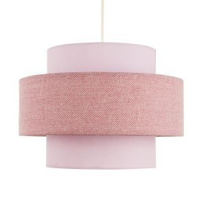 Modern Soft Pink Herringbone Linen Triple Tier Design Pendant Shade