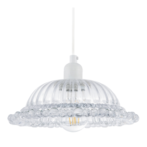 Designer Clear Line Ribbed Glass Pendant Lamp Shade with Moulded Edge