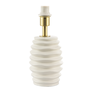 Modern Off-White Gloss Ceramic Table Lamp Base with Rippled Grooves