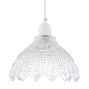 Classic Ornate Round Clear Glass Pendant Shade with Moulded Design