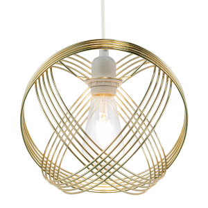 Polished Plated Gold Spherical Pendant Light Shade with 4-Ring Design