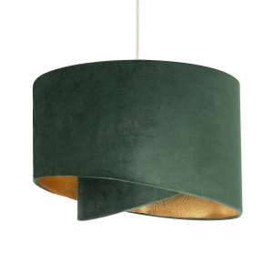 Forest Green Velvet Fabric Pendant Shade with Gold Faux Leather Lining