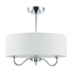 Chic Chandelier Semi Flush Ceiling Light in Polished Chrome with Shade