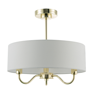 Chic Chandelier Semi Flush Ceiling Light in Polished Gold with Shade
