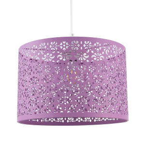 Lavender Lilac Moroccan Metal Pendant Lamp Shade with Floral Decor