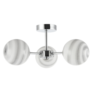 Designer Polished Chrome Ceiling Light with Grey Marble Glass Shades