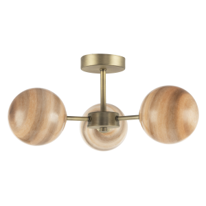 Designer Antique Brass Ceiling Light with Stripe Marble Glass Shades